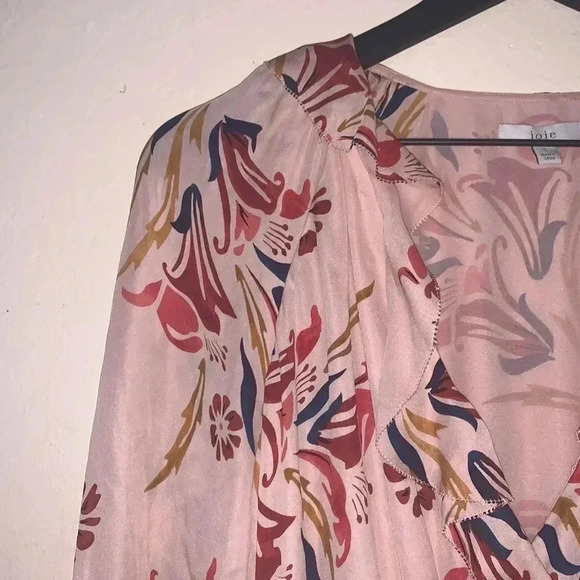Joie PINK Nour Ruffle Neck Silk Dress Size Small - Picture 6 of 9